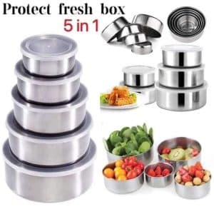 5 Pcs Stainless Steel Food BOX